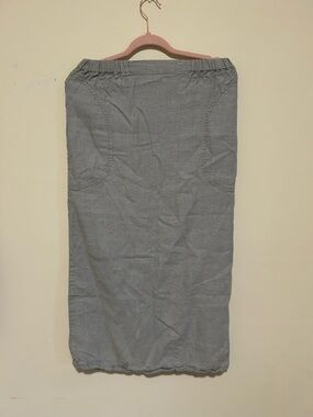 Flax 100% Linen Column Skirt Gray/Green